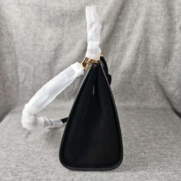 NEW Tory Burch Eleanor Spazzolato Satchel Bag In Black - Picture 6 of 11